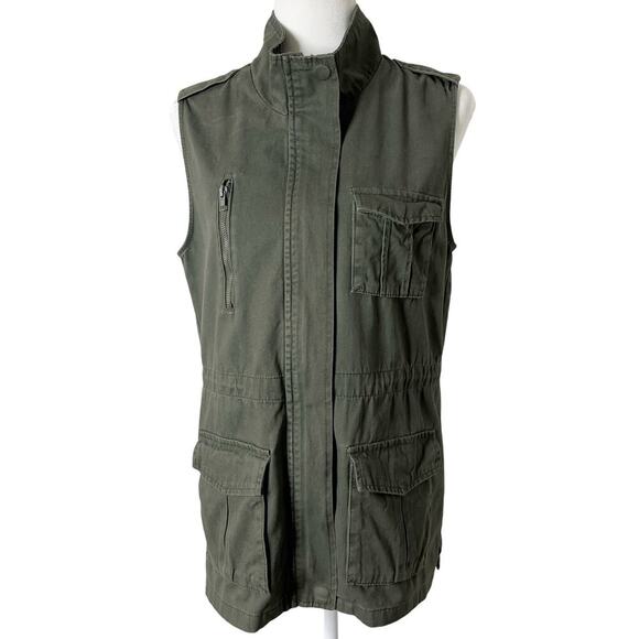 Ashley by 26 International Womens Utility Vest M Green Cargo Pockets 100% Cotton - Picture 2 of 9